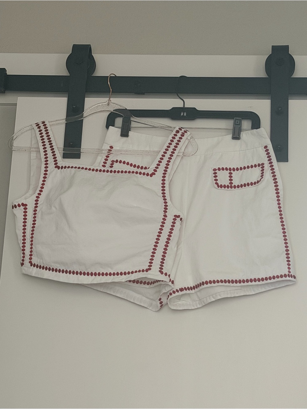 Commense Set Red/White Embroidered Top & Shorts Set - Picture 6 of 6